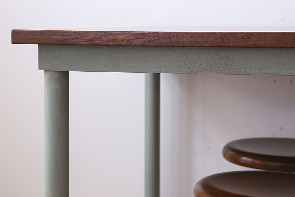 ラフジュ工房オリジナル 6脚格納スツール付きテーブル