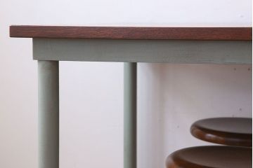 ラフジュ工房オリジナル 6脚格納スツール付きテーブル