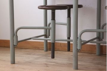 ラフジュ工房オリジナル 6脚格納スツール付きテーブル