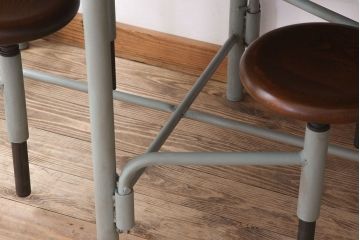 ラフジュ工房オリジナル 6脚格納スツール付きテーブル