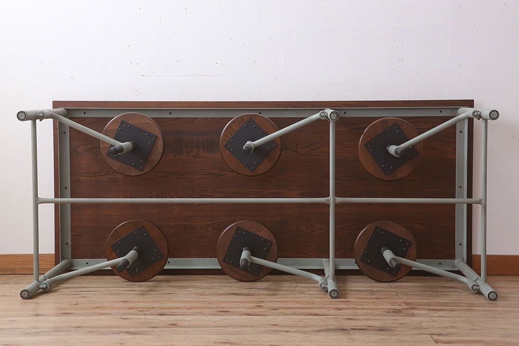 ラフジュ工房オリジナル 6脚格納スツール付きテーブル