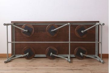 ラフジュ工房オリジナル 6脚格納スツール付きテーブル