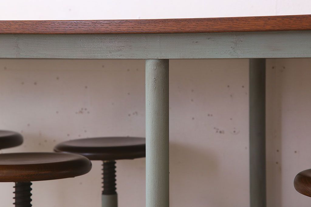 ラフジュ工房オリジナル 8脚格納スツール付きテーブル