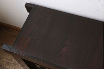 アンティーク家具　和モダン　鏡板欅材!六尺　明治期の水屋箪笥ローボード(テレビ台、キャビネット、収納棚)