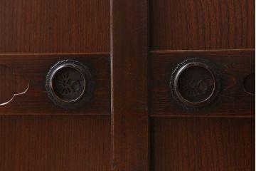 アンティーク家具　和モダン　鏡板欅材!六尺　明治期の水屋箪笥ローボード(テレビ台、キャビネット、収納棚)