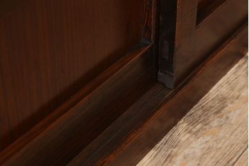 アンティーク家具　和モダン　鏡板欅材!六尺　明治期の水屋箪笥ローボード(テレビ台、キャビネット、収納棚)