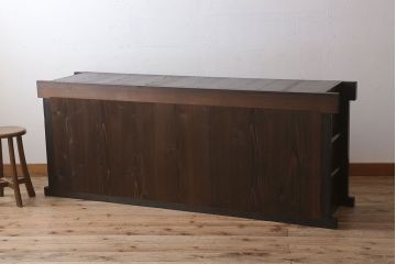 アンティーク家具　和モダン　鏡板欅材!六尺　明治期の水屋箪笥ローボード(テレビ台、キャビネット、収納棚)