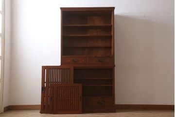 中古　タモ材製　民芸家具　高級品　2段重ね食器棚(定価38万8千円)