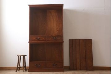 中古　タモ材製　民芸家具　高級品　2段重ね食器棚(定価38万8千円)