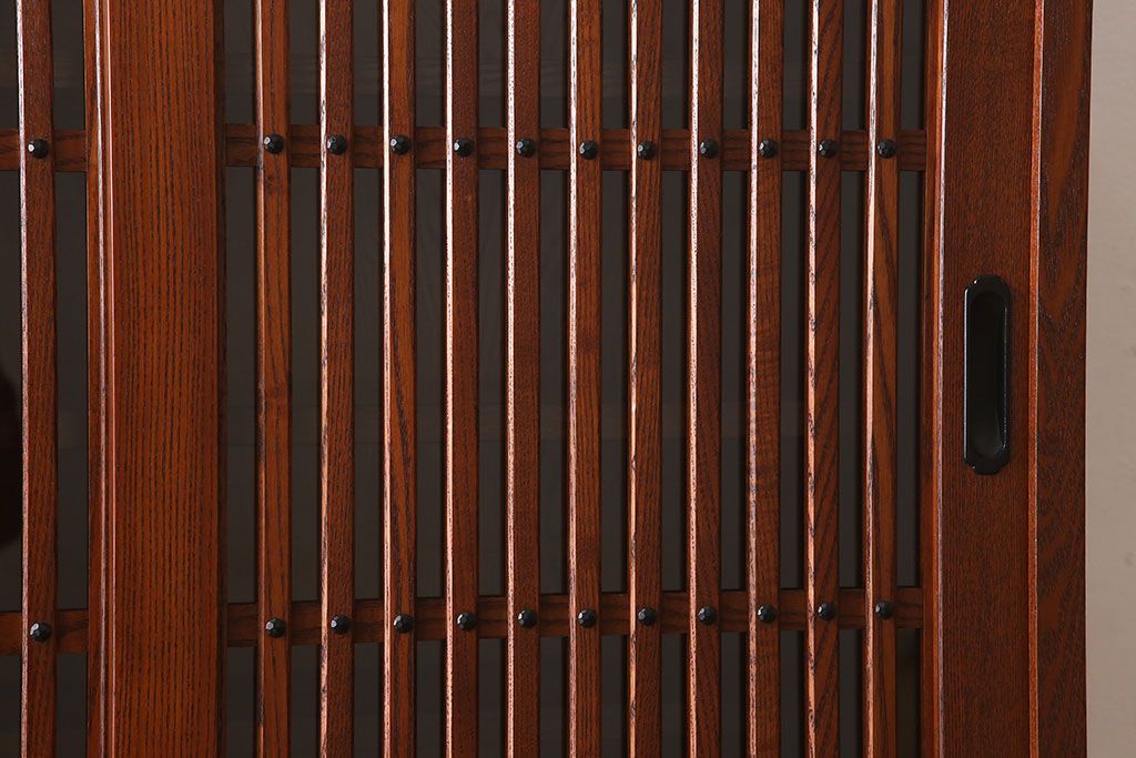 中古　タモ材製　民芸家具　高級品　2段重ね食器棚(定価38万8千円)