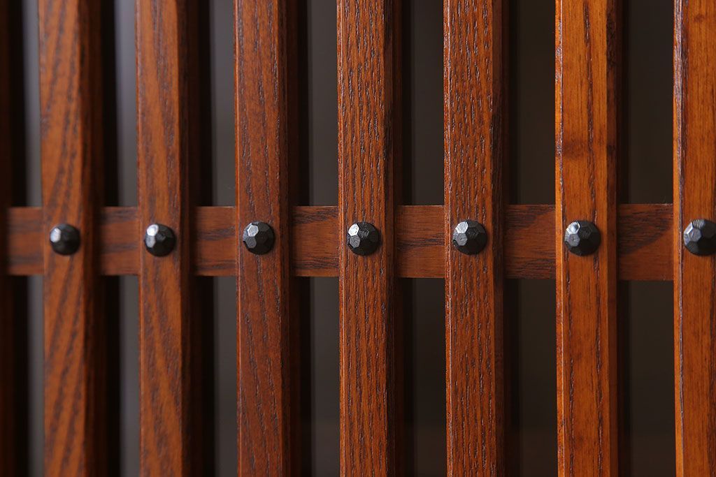 中古　タモ材製　民芸家具　高級品　2段重ね食器棚(定価38万8千円)