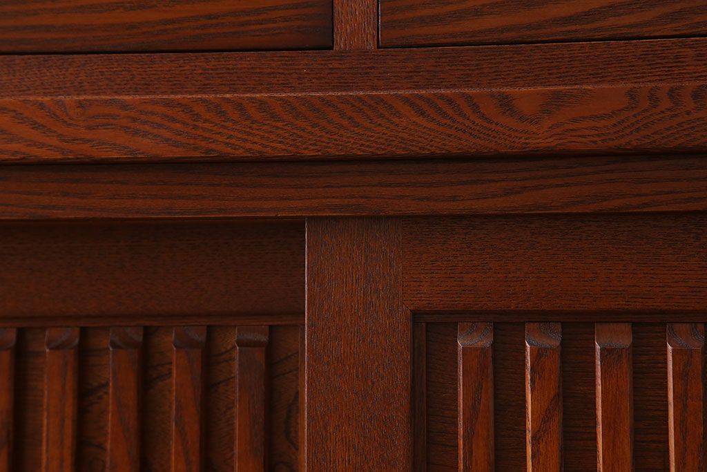 中古　タモ材製　民芸家具　高級品　2段重ね食器棚(定価38万8千円)