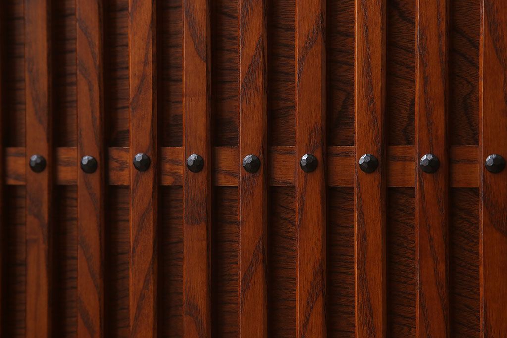 中古　タモ材製　民芸家具　高級品　2段重ね食器棚(定価38万8千円)