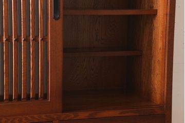 中古　タモ材製　民芸家具　高級品　2段重ね食器棚(定価38万8千円)