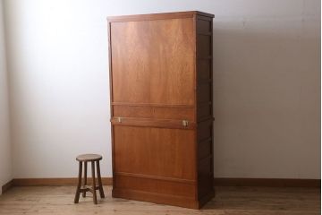 中古　タモ材製　民芸家具　高級品　2段重ね食器棚(定価38万8千円)