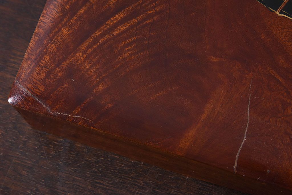 アンティーク雑貨 アンティーク 漆塗り クスノキ材 蒔絵入り襟箱(半襟箱)