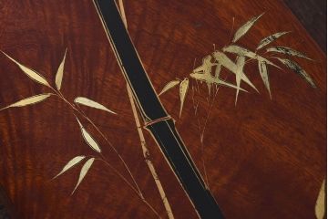 アンティーク雑貨 アンティーク 漆塗り クスノキ材 蒔絵入り襟箱(半襟箱)