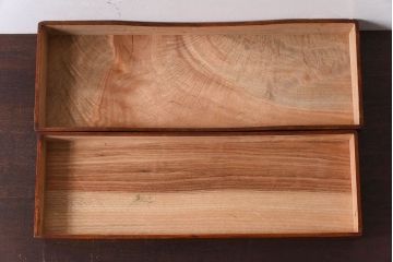 アンティーク雑貨 アンティーク 漆塗り クスノキ材 蒔絵入り襟箱(半襟箱)