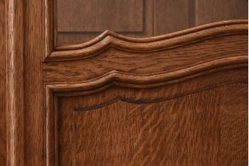 ヴィンテージ家具　フランスビンテージ　オーク材製　彫刻入りガラスケース(ショーケース)