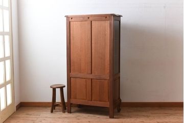 ヴィンテージ家具　フランスビンテージ　オーク材製　彫刻入りガラスケース(ショーケース)