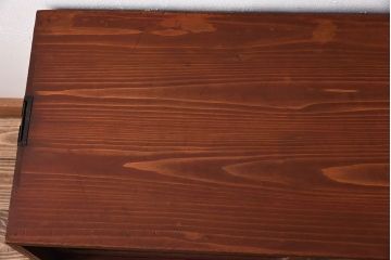 アンティーク家具　アンティーク　気泡ガラス引き戸の鉄脚ローボード(2)