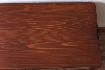 アンティーク家具　アンティーク　気泡ガラス引き戸の鉄脚ローボード(2)