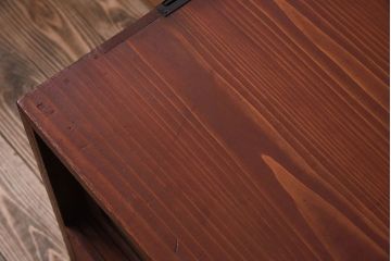 アンティーク家具　アンティーク　気泡ガラス引き戸の鉄脚ローボード(2)