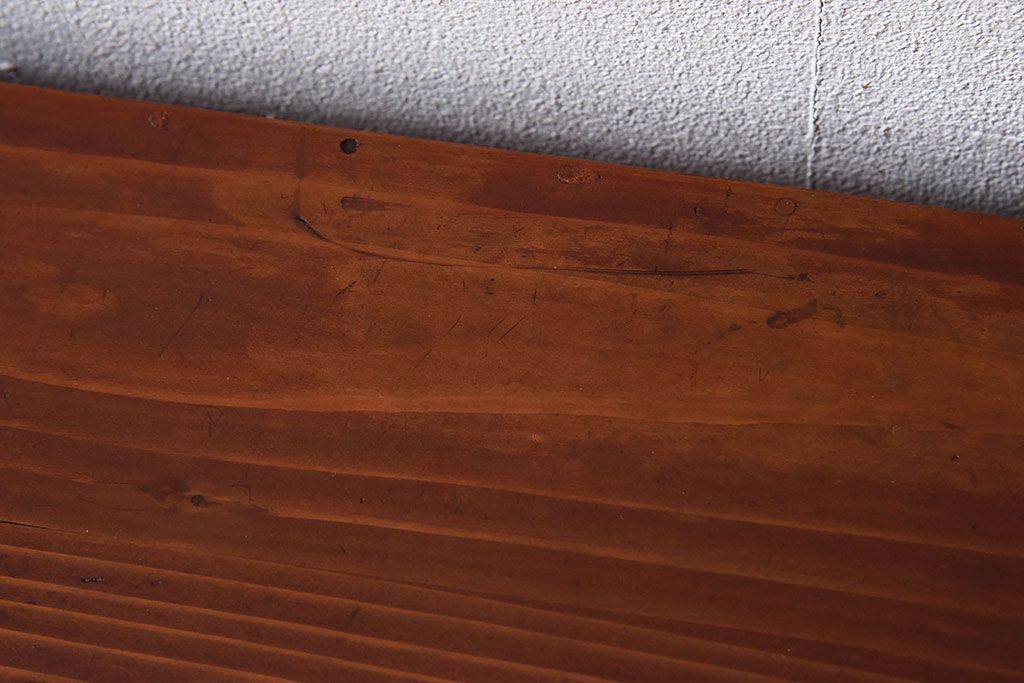 アンティーク家具　アンティーク　気泡ガラス引き戸の鉄脚ローボード(2)