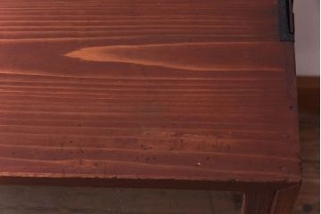 アンティーク家具　アンティーク　気泡ガラス引き戸の鉄脚ローボード(2)