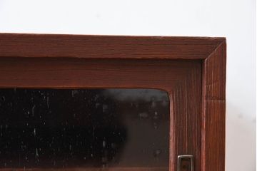 アンティーク家具　アンティーク　気泡ガラス引き戸の鉄脚ローボード(2)