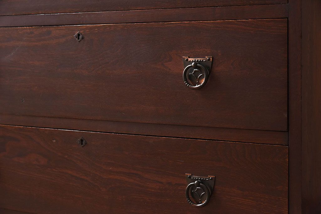 アンティーク家具　大正ロマン　上手物　古い木製のアンティークチェスト