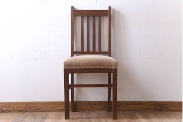 アンティーク家具　クッション座面　ナラ材製のシンプルなアンティークチェア(2)