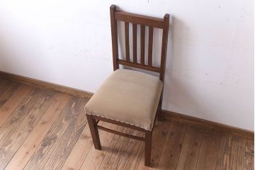 アンティーク家具　クッション座面　ナラ材製のシンプルなアンティークチェア(2)