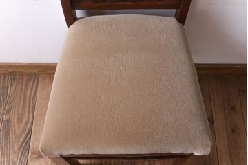 アンティーク家具　クッション座面　ナラ材製のシンプルなアンティークチェア(2)