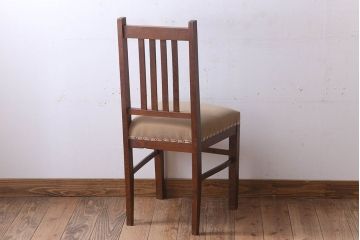 アンティーク家具　クッション座面　ナラ材製のシンプルなアンティークチェア(2)