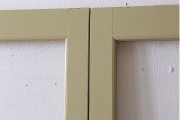アンティーク　背が高いペイントガラス戸2枚セット