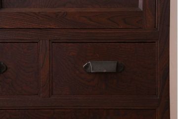 アンティーク家具　アンティーク　前面総欅　玉杢　無垢材製の最高級ブックケース(収納棚)