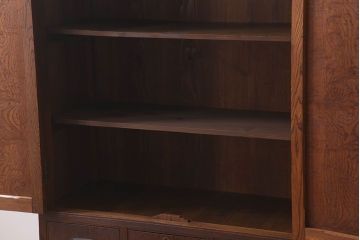 アンティーク家具　アンティーク　前面総欅　玉杢　無垢材製の最高級ブックケース(収納棚)
