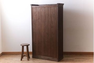 アンティーク家具　アンティーク　前面総欅　玉杢　無垢材製の最高級ブックケース(収納棚)