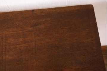アンティーク家具　天板一枚板　ラワン材　シンプルな鉄脚テーブル(3)