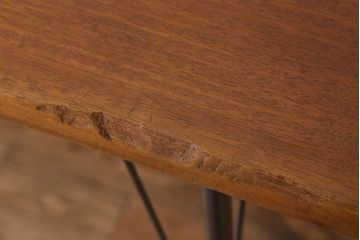 アンティーク家具　天板一枚板　ラワン材　シンプルな鉄脚テーブル(3)