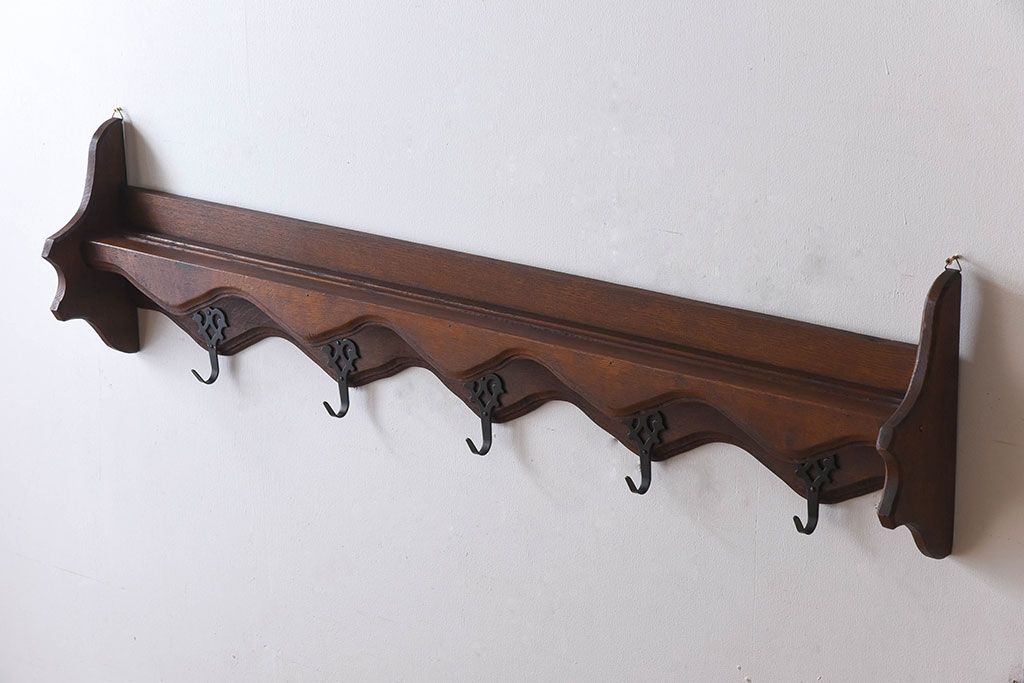 アンティーク雑貨　オランダビンテージ　お皿立て付き　オーク材のウォールフック