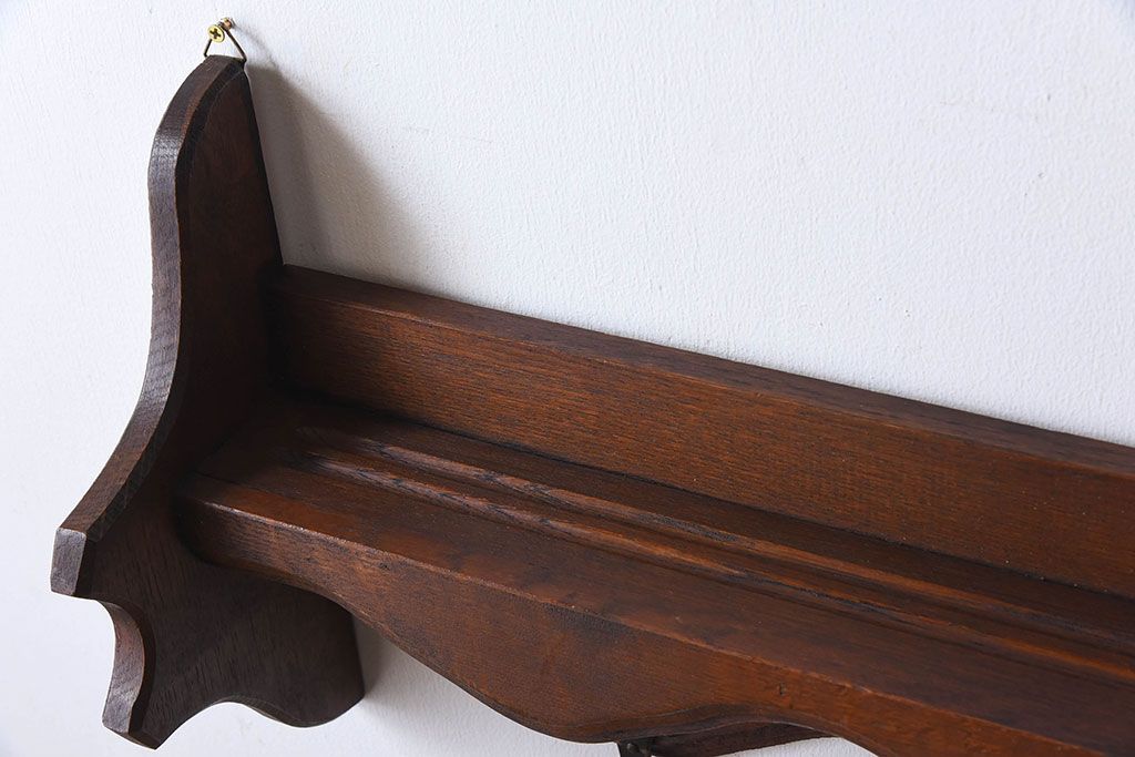 アンティーク雑貨　オランダビンテージ　お皿立て付き　オーク材のウォールフック