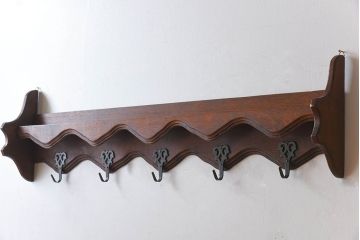 アンティーク雑貨　オランダビンテージ　お皿立て付き　オーク材のウォールフック