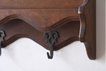 アンティーク雑貨　オランダビンテージ　お皿立て付き　オーク材のウォールフック