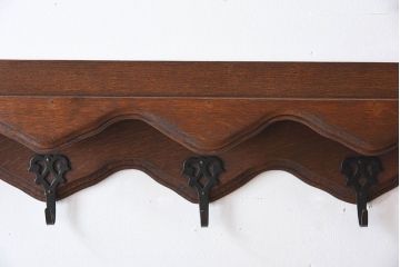 アンティーク雑貨　オランダビンテージ　お皿立て付き　オーク材のウォールフック