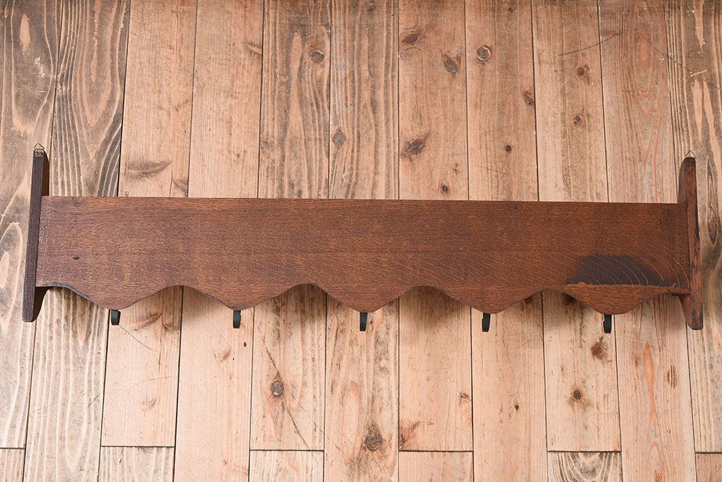 アンティーク雑貨　オランダビンテージ　お皿立て付き　オーク材のウォールフック