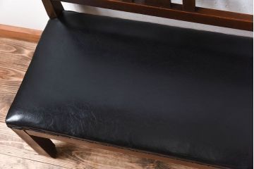 レトロ家具　ナラ材　昭和レトロ　古い木製のアンティークソファベンチ(長椅子)
