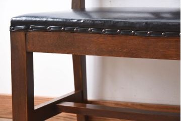 レトロ家具　ナラ材　昭和レトロ　古い木製のアンティークソファベンチ(長椅子)