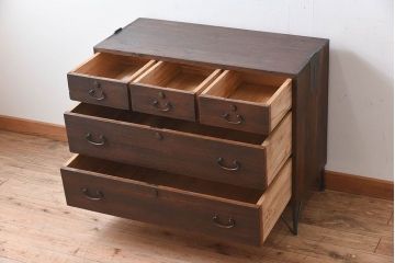 アンティーク家具　鉄脚付き　総桐材の衣装箪笥サイドボード